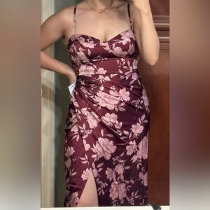 B Darlin Satin Sweetheart Midi Dress